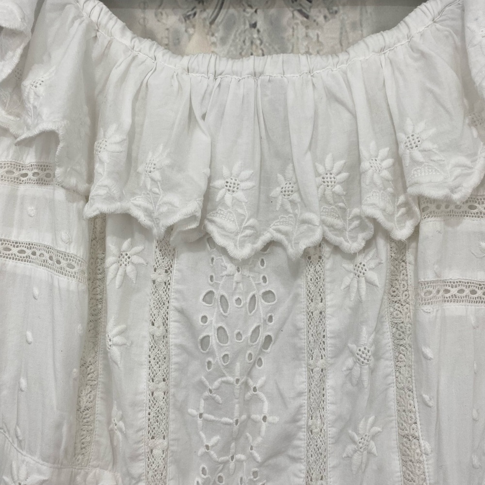Lauren Ralph Lauren Size 12 Eyelet Off-the-Shoulder Maxi Dress 100% Cotton NWOT - Picture 10 of 13